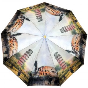 Стильный атласный зонтик с Римом, полуавтомат, EIKCO, арт.Е02-2